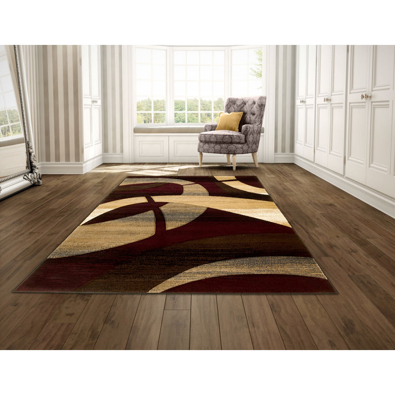 Brady Home Abstract Burgundy/Black/Brown Area Rug Wayfair